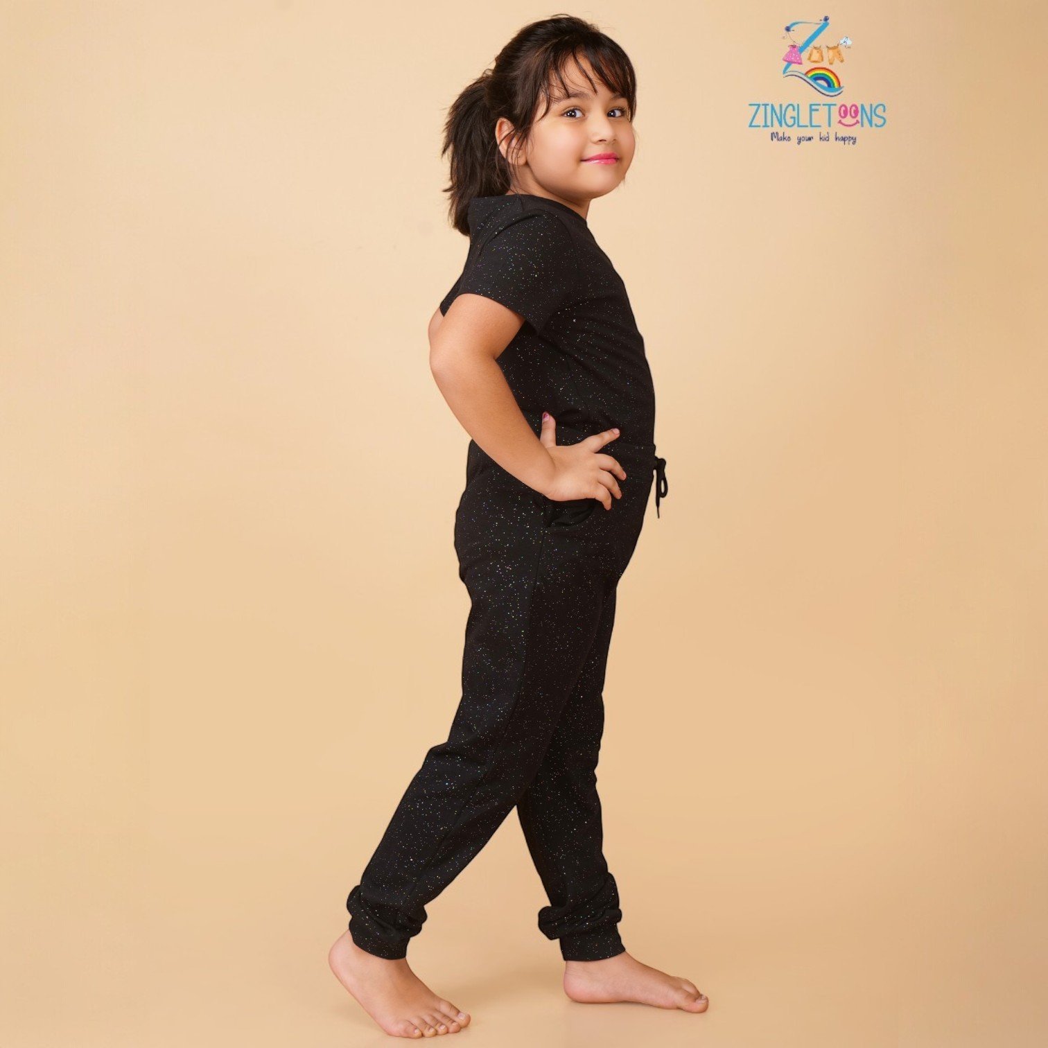 Black Joggers Clothing Set For Girls