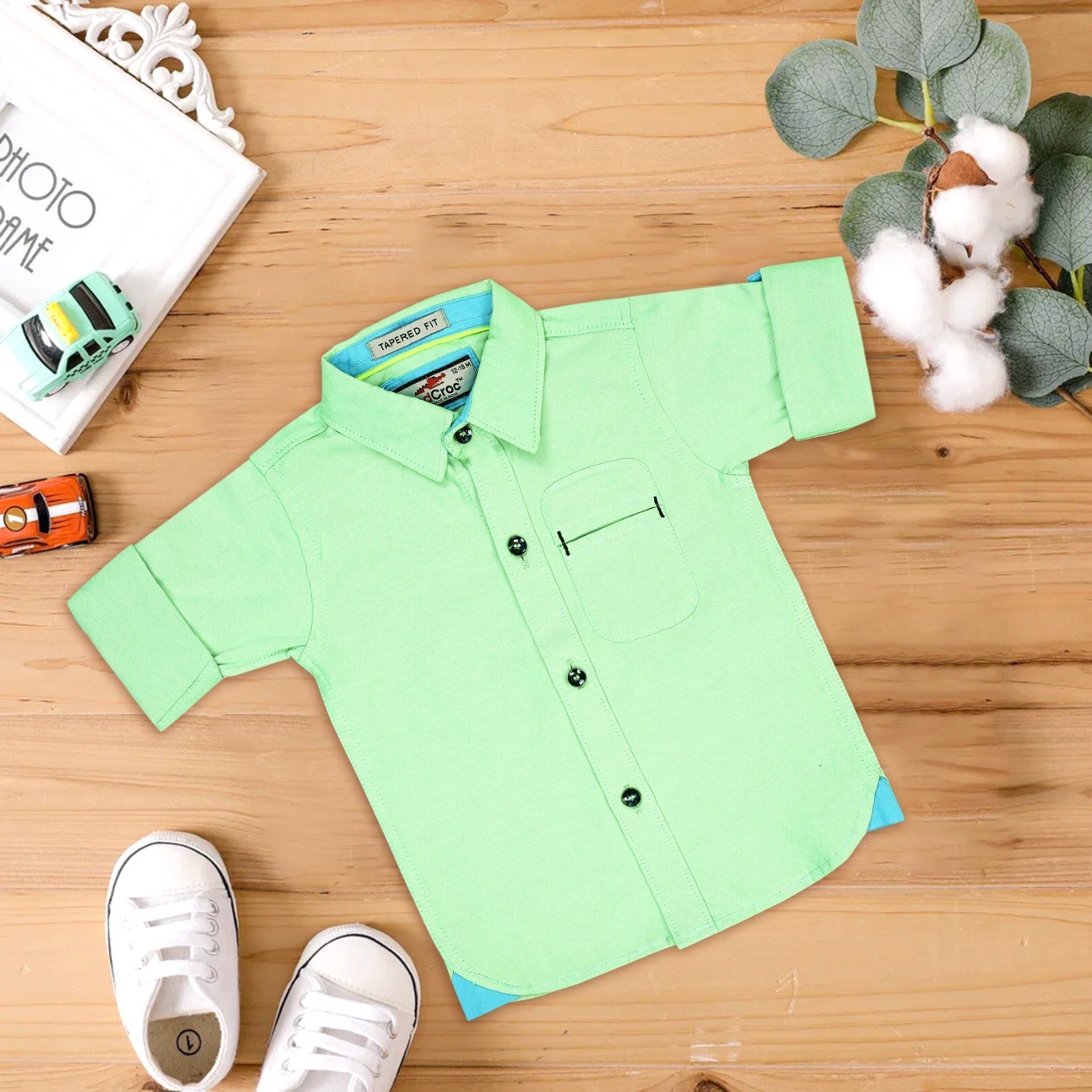 Boys’ Light Green Half-Sleeve Shirt – Fresh Summer Style