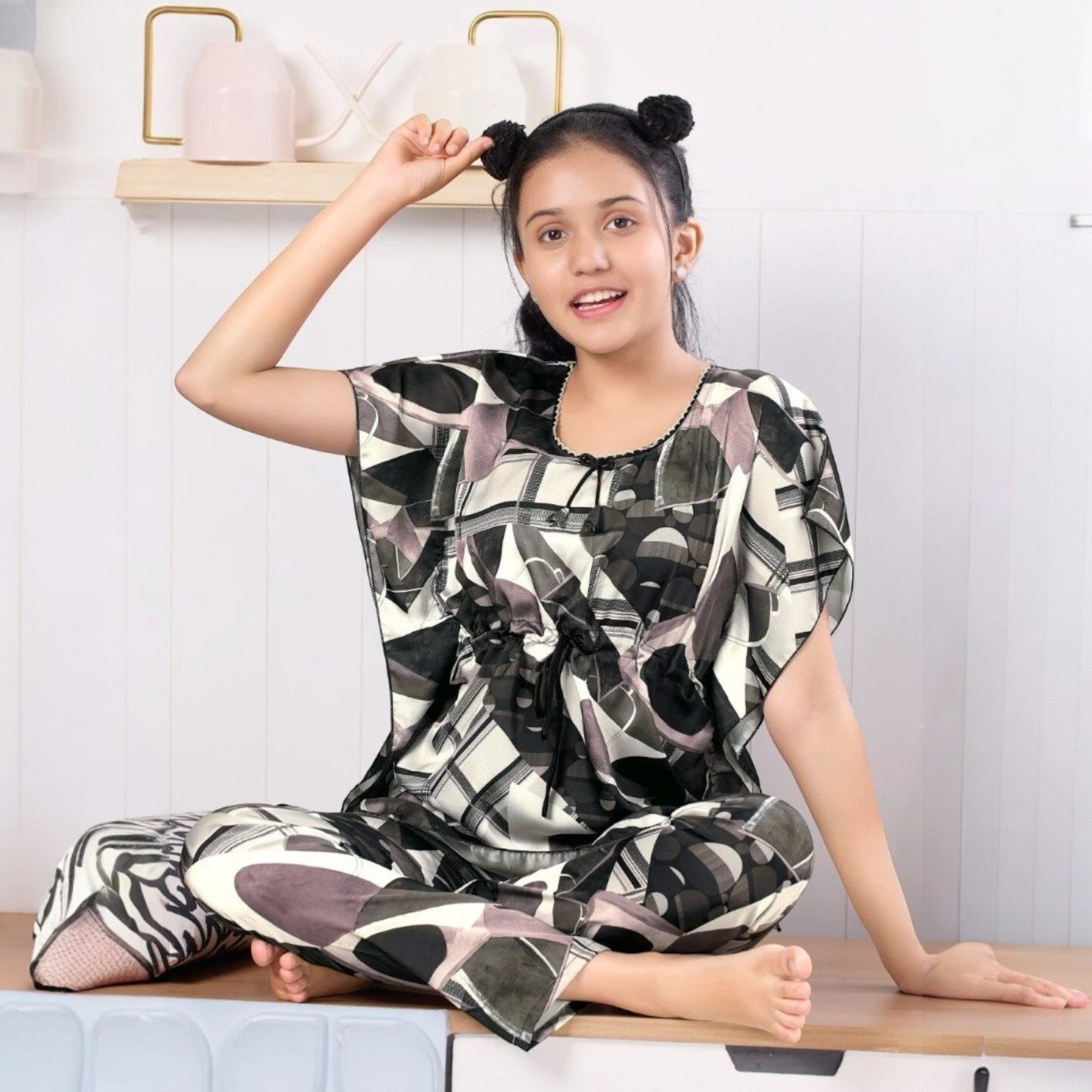 Girls Printed Kaftan Night Dress
