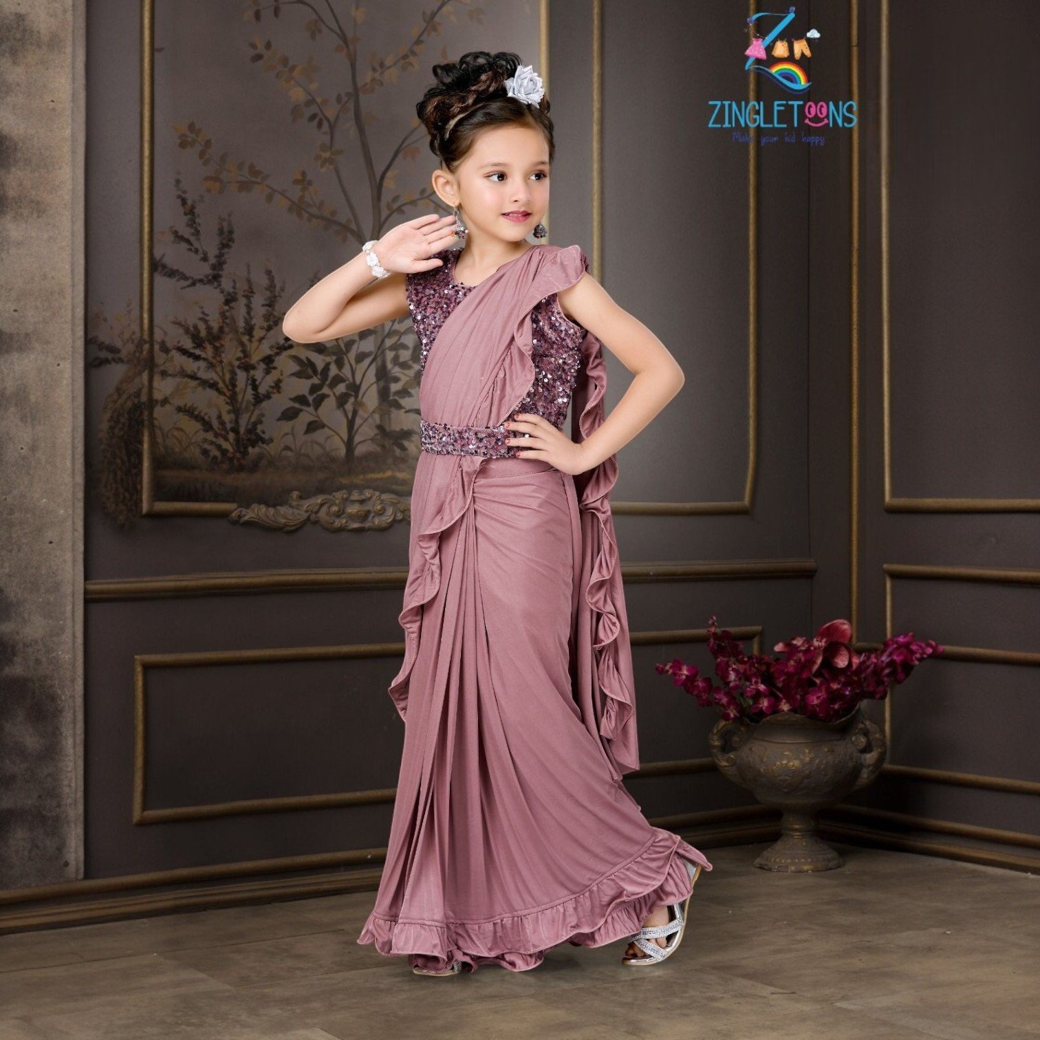 Ready to wear kids saaree