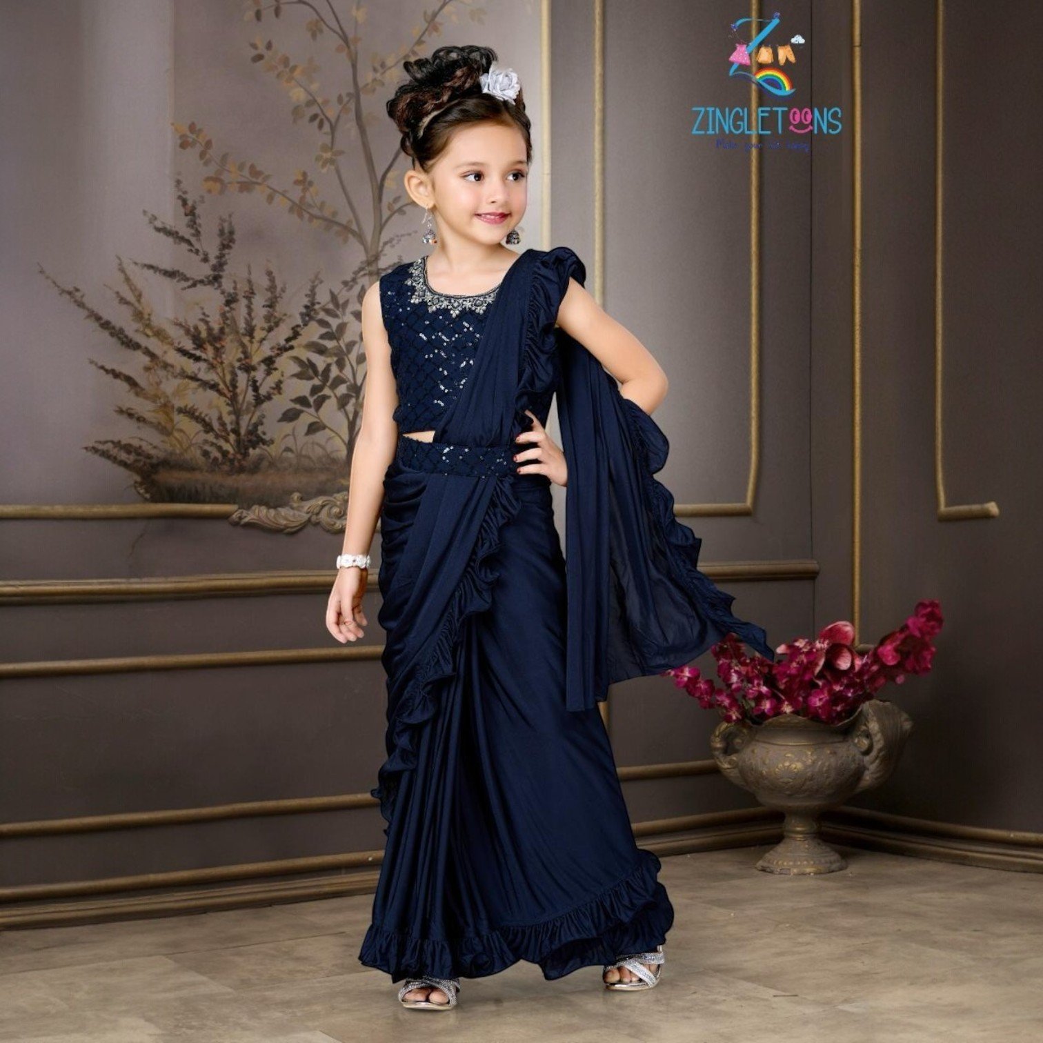 Ready to wear kids saaree