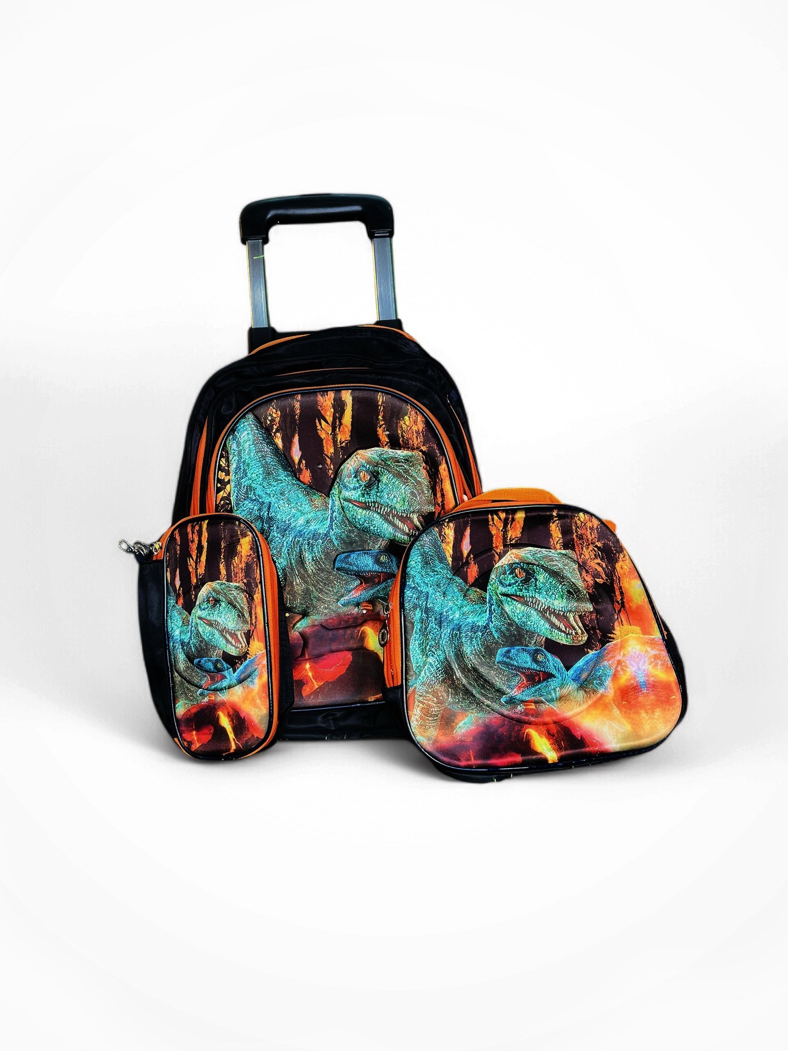 3-Piece Rolling Backpack Set with Cat Galaxy Print