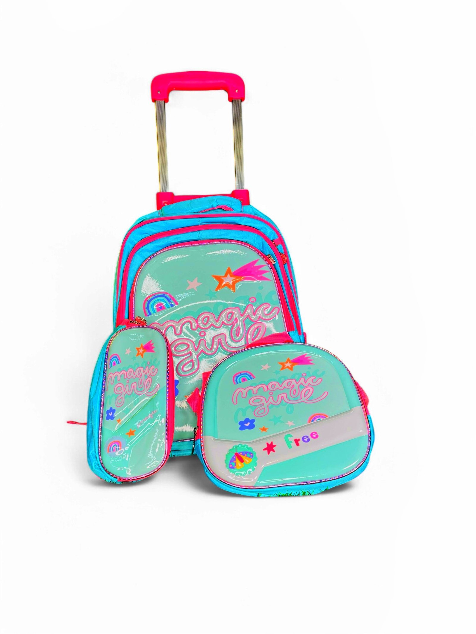 3-Piece Rolling Backpack Set for Girls – Mermaid Princess Design