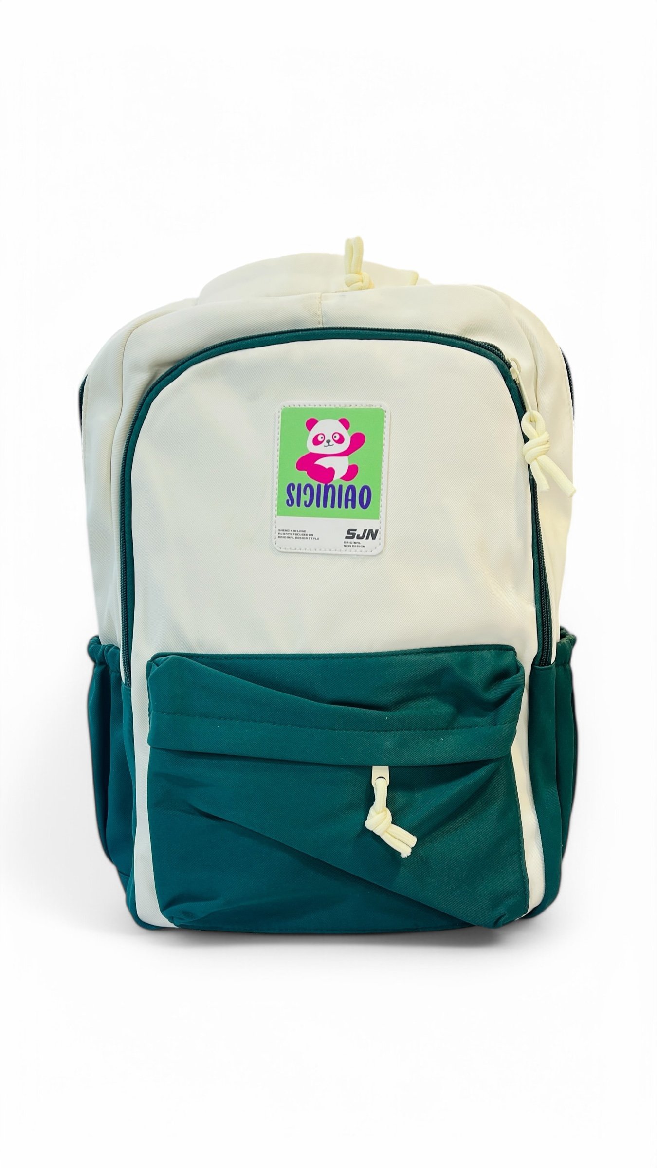 green panda graphic backpacks