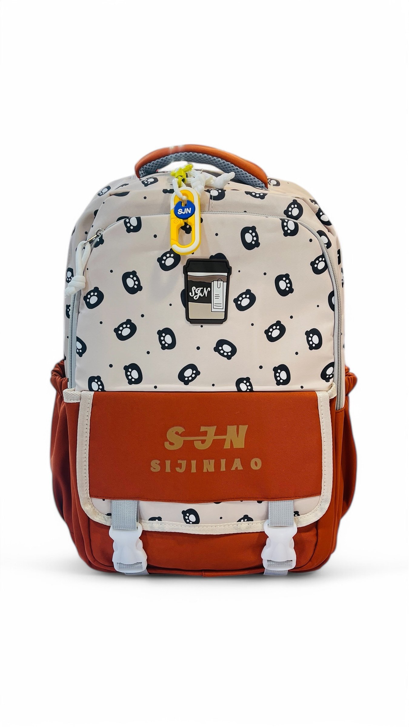 Trendy Cartoon Print Kids Backpack – Red & White