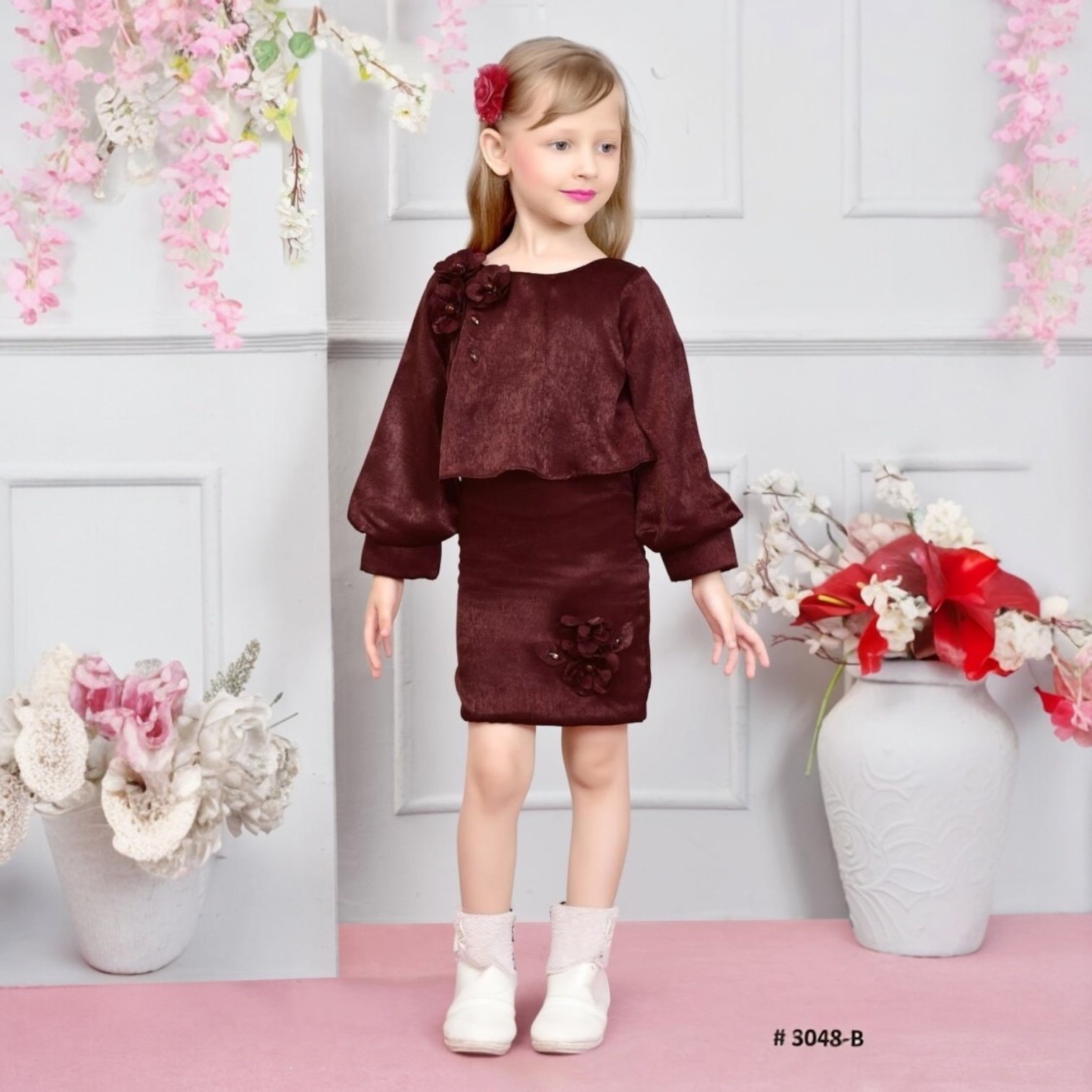 Elegant Maroon Velvet Co-ord Set for Girls | Winter Party Wear Outfit