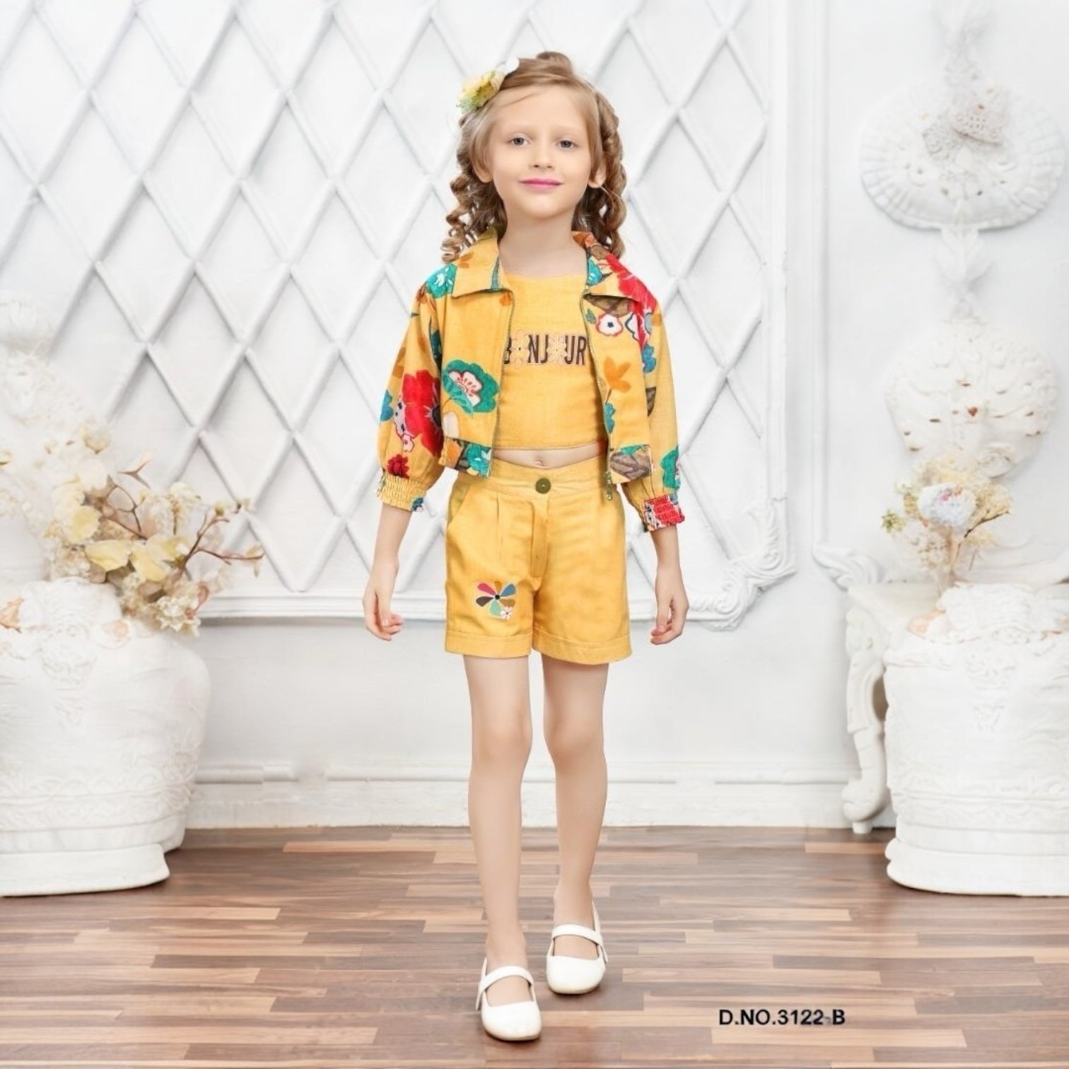 Girls’ Yellow Floral Co-ord Set | Summer Fashion 2-Piece Outfit